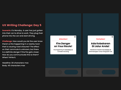 UX Writing Challenge: Day 6 alert attention danger route ui urgent ux uxwriting writing
