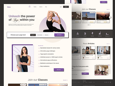 Yoga Training Website classes concept design designer event interface online training ui unleash user interface ux visual website yoga yogi