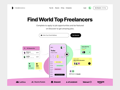 web UI calendar clean design event freelancer job search job website landing page meeting app mobile app product design search job typography ui ui ux user experience ux web app web development website