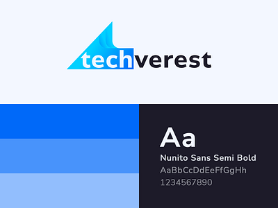 Techverest Logo Design - Tech company, Mount Everest abstract blue branding clean design everest graphic design illustration logo modern mountain tech vector