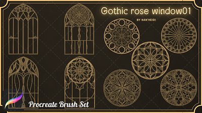 Gothic Rose Window 01 Procreate brushes design graphic design illustration procreate vector