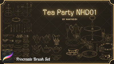 Tea Party Procreate brushes_By Nan'Heidi design graphic design illustration procreate vector