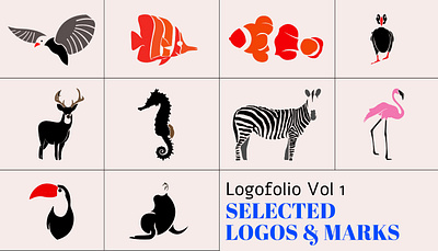 Logofolio Vol 1 - Selected logo design & Marks black and white branding colorful crown fish deer design fish flamingo flat logo logo design logofolio logomark nature parrot seahorse seal zebra