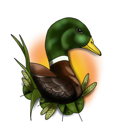 Duck! bird design digital drawing duck natura reeds tattoo