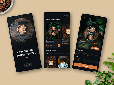 Coffee Shop App UI Design app design app ui app ux coffee coffee shop app coffee shop ui design e commerce app e commerce ui figma figma app design shop app shop ui ui ux