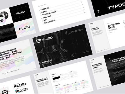 Fluid DAO - Brandbook preview agency black and white blockchain brandbook branding dao fluid graphic design logo styleguide web3