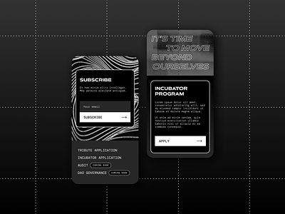 Fluid DAO - Website design black black and white blockchain branding dao fluid graphic design grid mobile monochrome web design