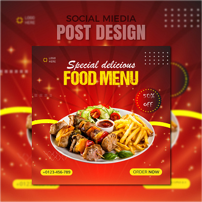 Social media post design food menu graphic design instagram sale media post post design restaurant template social social media post design socialmidia