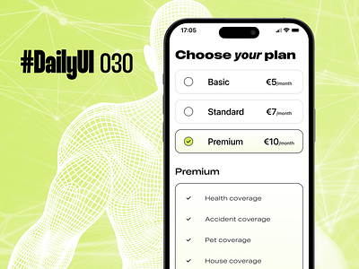 #DailyUI 030 - Pricing 100daychallenge app bundle choose plan choose your plan daily ui dailyui design figma green insurance pack packages packaging plan plans price pricing ui
