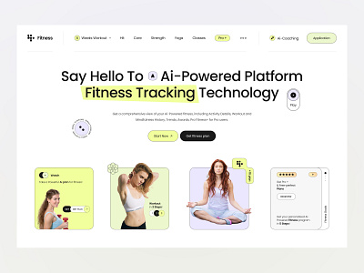 Webdesign for AI powered Fintess Platform ai ai coaching ai powered body clean exercise fintness platform gym health home page landing page machine learning saas tracking ui ux webdesign website design wellness workout yoga