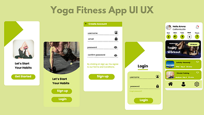 Yoga Fitness App UI UX app app design design fitness app fitness app design graphic design mobile app design ui ui design ui designer ux ux designer yoga app