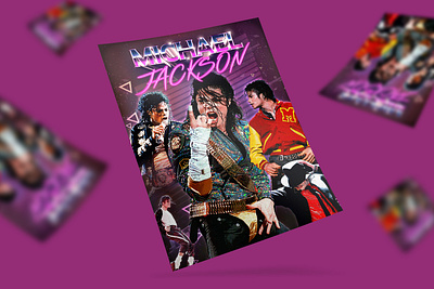 Michael Jackson — 80's Style Poster 80s a4 art colorful design graphic design illustration michael jackson mj old photoshop pink poligraphy poster posters print purple