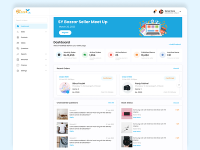 Seller Dashboard - Ecommerce clean ui dashboard ecommerce minimal design online shopping seller dashboard ui ux