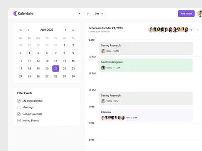 Event Calendar Concept calendar crm design figma interface minimal saas web white