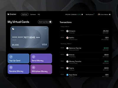 Cracker - UI UX Design For Fintech Web App app design app interfaces app website bank app best app design best web design black website financial app financial website fintech app fintech website top app development companies web app web dashboard web design web design inspiration web interface design web ui webapp webdesign