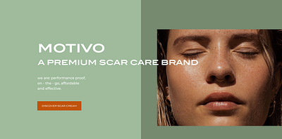 Motivo Premium Scar Care Brand aesthetics animation beauty body care brand branding cosmetics cream figma graphic design health care modern premium ui web design wellness