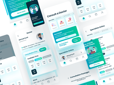 Healthcare App | UI/UX Concept adobe xd branding card concept design figma mobile ui ux web design