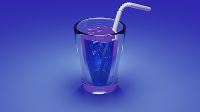 Blue Bliss Drink 3d blender cristal clear design glass ice cubes lightning relax soft straw