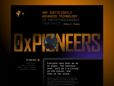 0xPioneers Website branding graphic design illustration layout typography ui ux