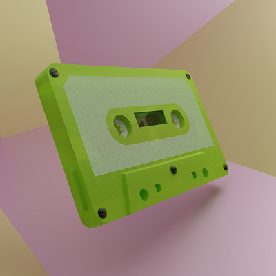 Green Mixtape 3d 90s blender cassette design floating geometric green lightning mixtape music nostalgia pink retro yellow