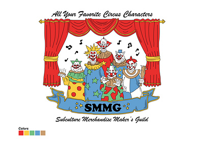 SMMG - CIRCUS CHARACTERS branding circus design funny graphic design illustration joker logo music party