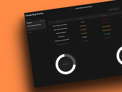 Bug Tracking Desktop App black dashboard design desktop figma minimal ui ux
