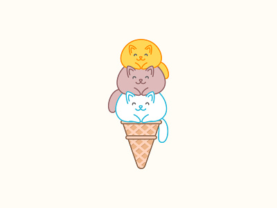 Cat ice-cream 2d animal cafe cartoon cat character cute dessert fancy ice cream illustration kawaii kitten logo pet sticker summer vector