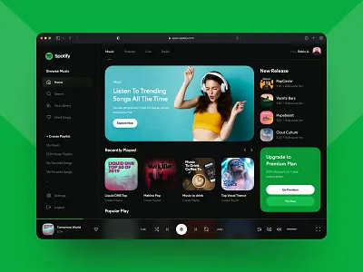 Spotify Redesign Concept application design dark design design minimal saas app design spotify app ui ui ux design ui design user interface