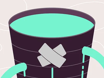 Subscription Churn Guide Illustration bucket churn editorial illustration minimal