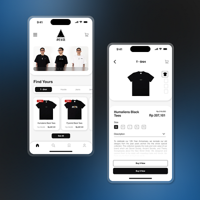 AYE & CO Store App app cloth clothing design figma illustration ui ux