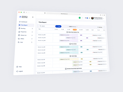 ProManage Dashboard - Time Calendar for Real Estate Agency admin interface admin panel analytics dashboard housing logistic property real estate rent sidebar statistic time report timeline ui web app