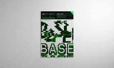 Baseline Magazine — Cover Concept assignment baseline magazine concept cover dark mode distortion editorial design experimental futuristic glyphs graphic design green illustrator interface ldc numbers poster procreate screens typography