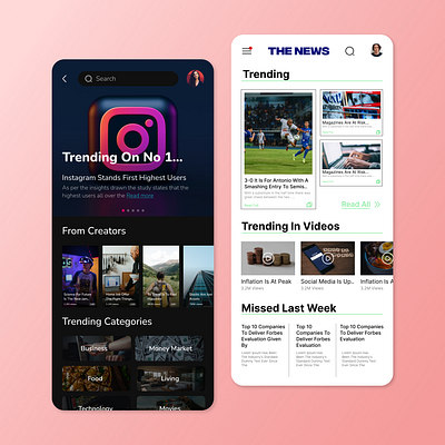 Trending page UI design daily ui challenge day 1 design newsapp socialmediaapp top daily ui trending page ui uidesign uxdesign