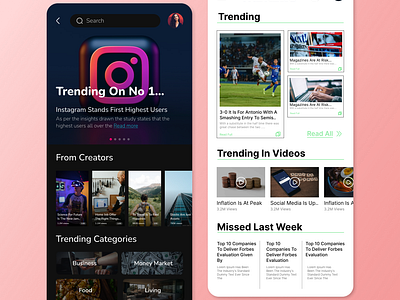 Trending page UI design daily ui challenge day 1 design newsapp socialmediaapp top daily ui trending page ui uidesign uxdesign