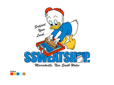 SSWEATSHOP - SUPPORT YOUR LOCAL... (BOOTLEG) bootleg branding design disney donald duck graphic design illustration logo
