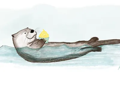 River Otter with Dole Whip dole whip illustration milwaukee otter pineapple procreate zoo