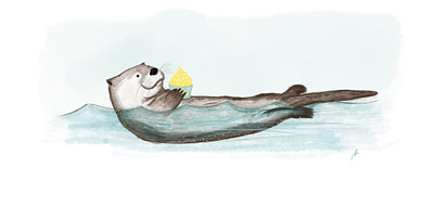 River Otter with Dole Whip dole whip illustration milwaukee otter pineapple procreate zoo