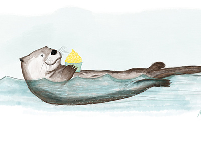 River Otter with Dole Whip dole whip illustration milwaukee otter pineapple procreate zoo
