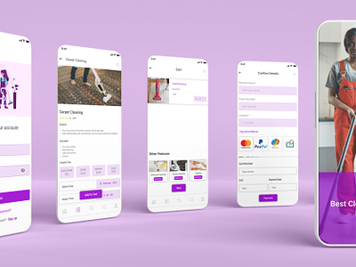 Cleaning Sevices App Design app clean design cleaning cleaning service cleaning services figma home cleaning home cleaning services housing services ios landing page service app ui uiux user interface