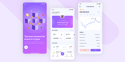 Cryptocurrency App app branding design graphic design illustration logo typography ui ux vector