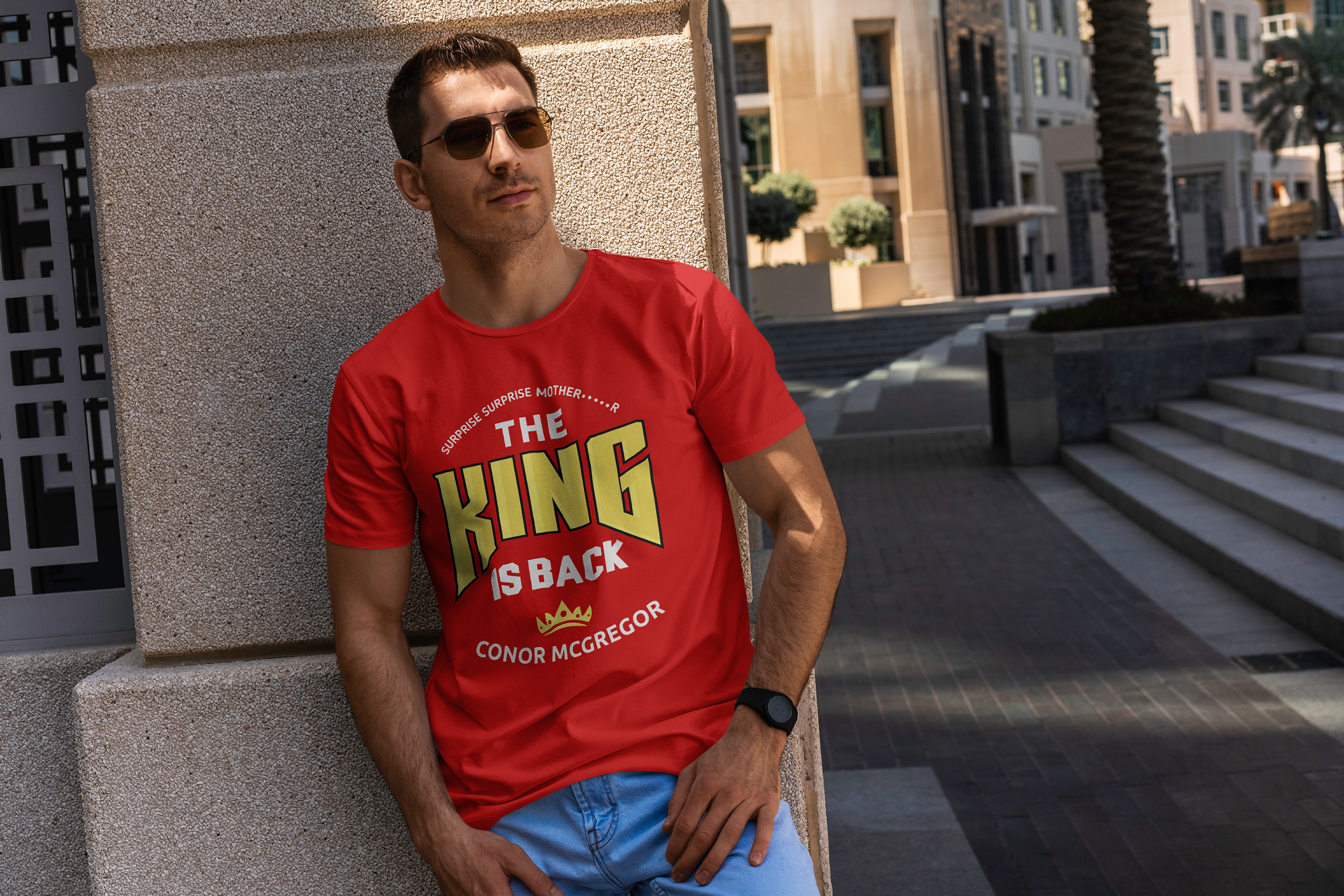 Surprise Surprise...The King is Back — T-Shirt Design art brand branding conor mcgregor design flat graphic design illustration king logo minimal mockup model photo poligraphy print shirt street tshirt vector