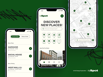 Booking App - mySpot UI/UX Exploration app design app uiux book a parking book a place booking app booking application branding case study design design concept find a parking graphic design indonesia map ui uidesign uiux uiux design ux web deisgn