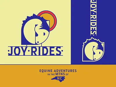 Joy Rides Brand Identity asheville blue branding cream equestrian equine gold happy horse horse trainer illustration logo mountains north carolina pony riding stable sun sun ray yellow