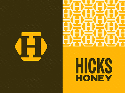Hicks Honey - Logo beekeeper beekeeping ben stafford branding design geometric h monogram hicks honey honey jar logo mark sweet texture vector