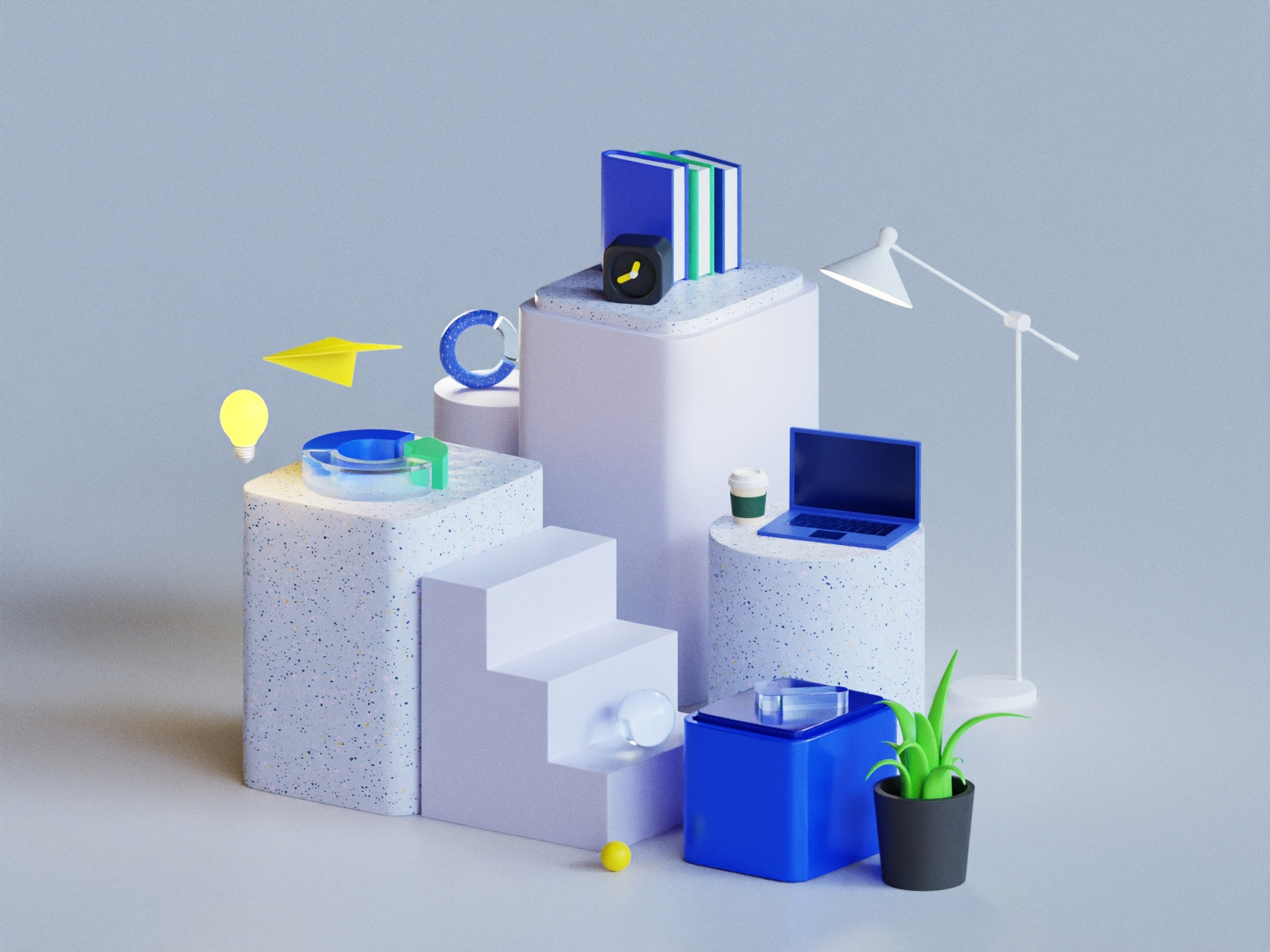 3D-illustration for education platform 3d blender graphic design ui webdesign