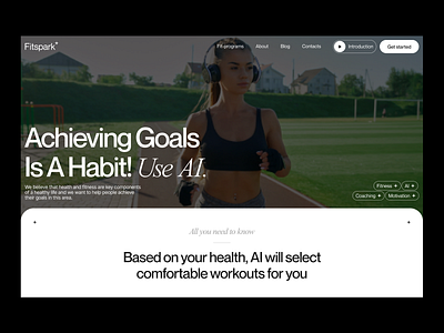 Fitspark® – fitness with AI ai animation branding corporate design digital fitness graphic design interaction layout minimalism product sport training typography ui ux webdesign website whitespace