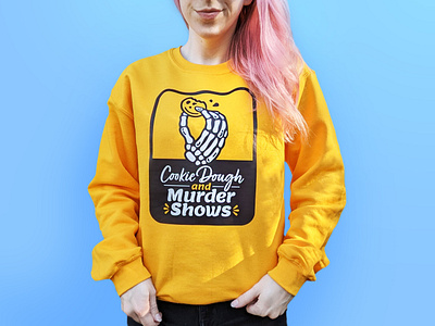 Cookie Dough and Murder Shows Shirts creepy figma hoodie horror illustration illustrator merch shirt skeleton sweatshirt true crime vector