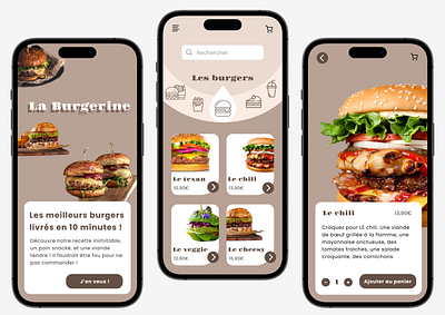 Maquette restaurant de burgers app appmobile branding design food graphic design illustration logo mobileapp typography ui ux vector