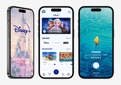 Maquette UI Disney + app application branding design disney figma graphic design illustration illustrator logo mobileapp typography ui uidesign ux vector