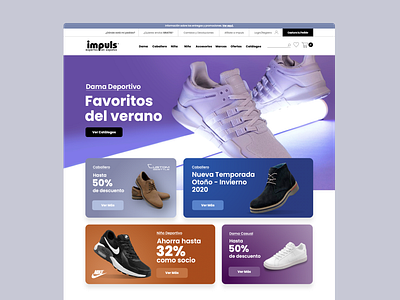 Impuls | Website design desktop e commerce shoe store ui ux web design